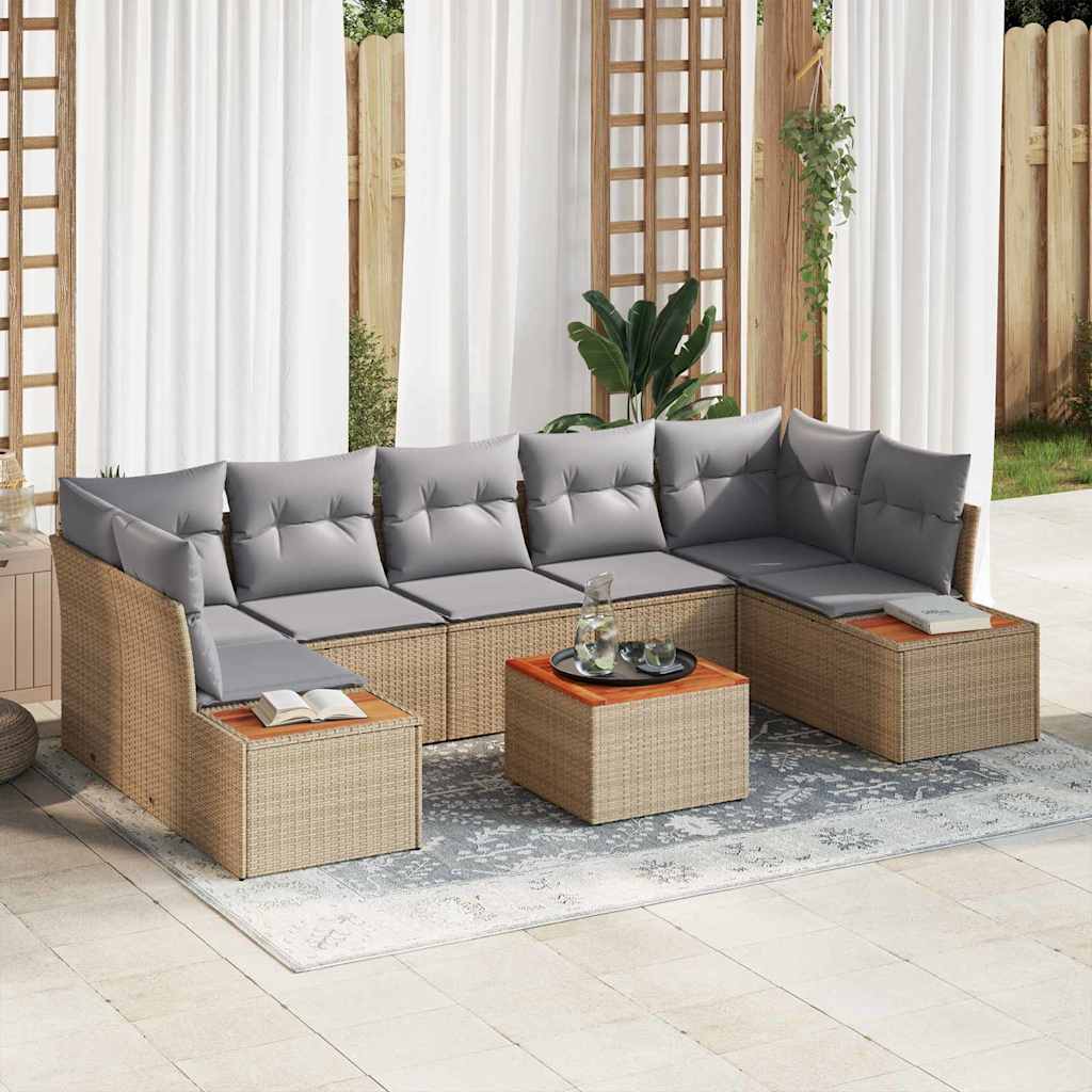Ensemble de canapé de jardin 8 pcs Beige Poly rotin - XIOS