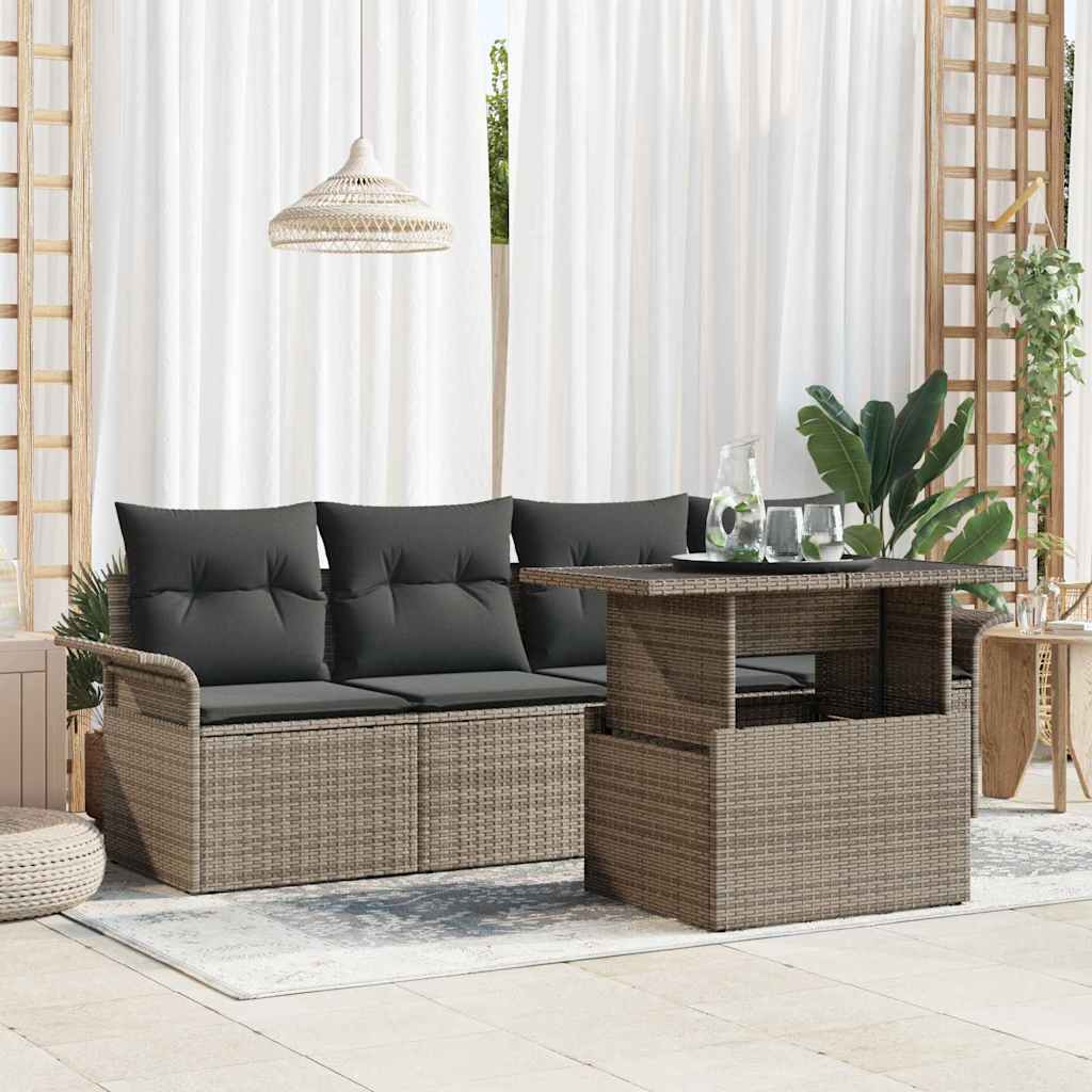 Ensemble de canapé de jardin 5 pcs Gris Poly Rattan - XIOS