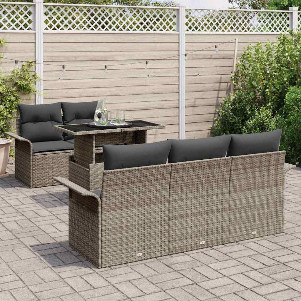 Ensemble de canapé de jardin 6 pcs Gris Poly Rattan - XIOS