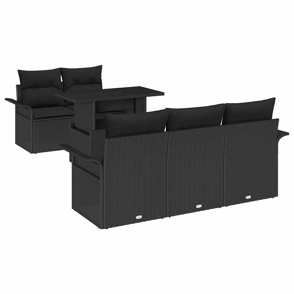Ensemble de canapé de jardin 6 pcs Noir Poly Rattan