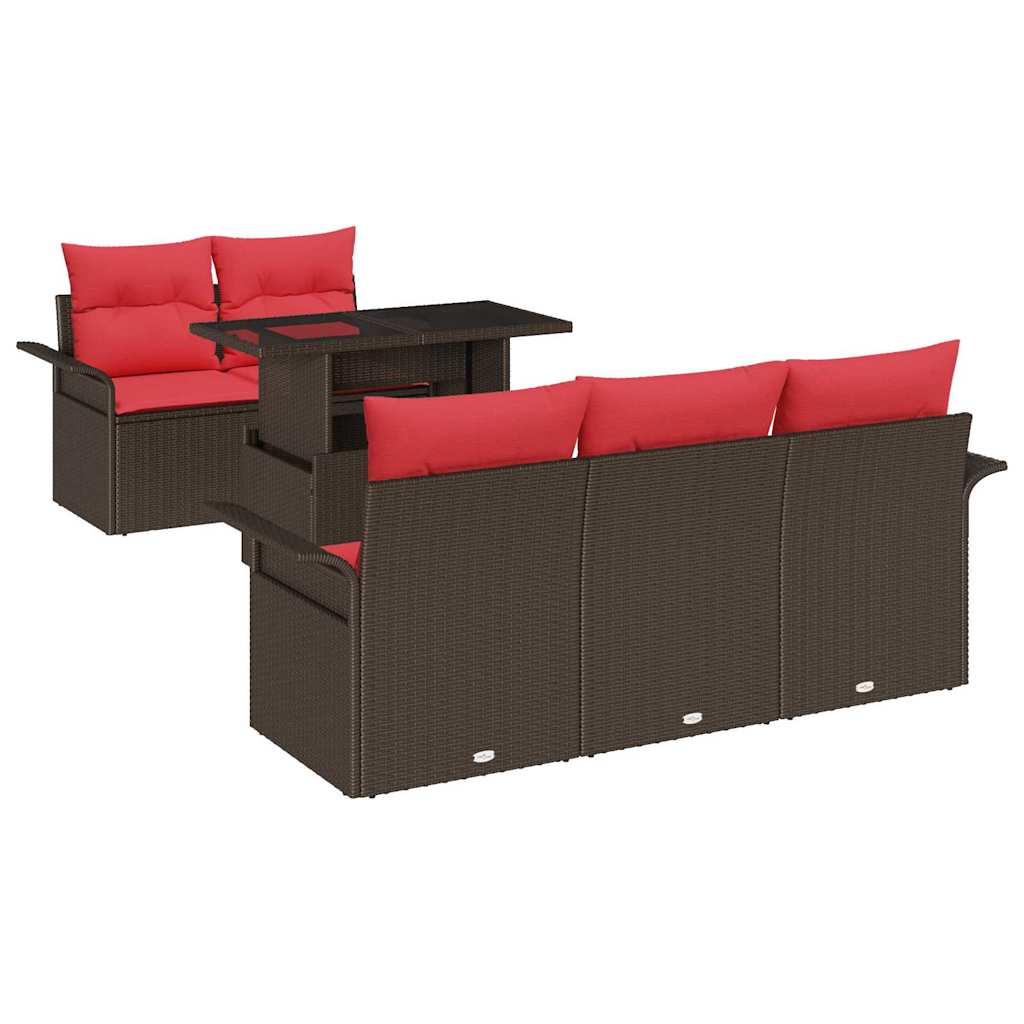 Ensemble de canapé de jardin 6 pcs Marron Poly Rattan - XIOS