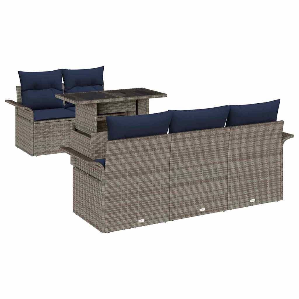 Ensemble de canapé de jardin 6 pcs Gris Poly Rattan - XIOS