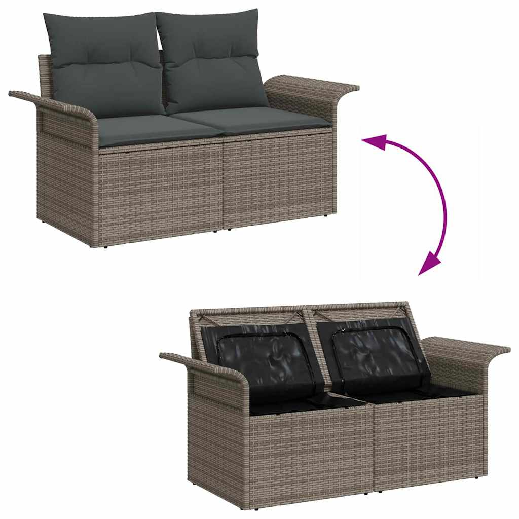Ensemble de canapé de jardin 7 pcs Gris Poly Rattan - XIOS