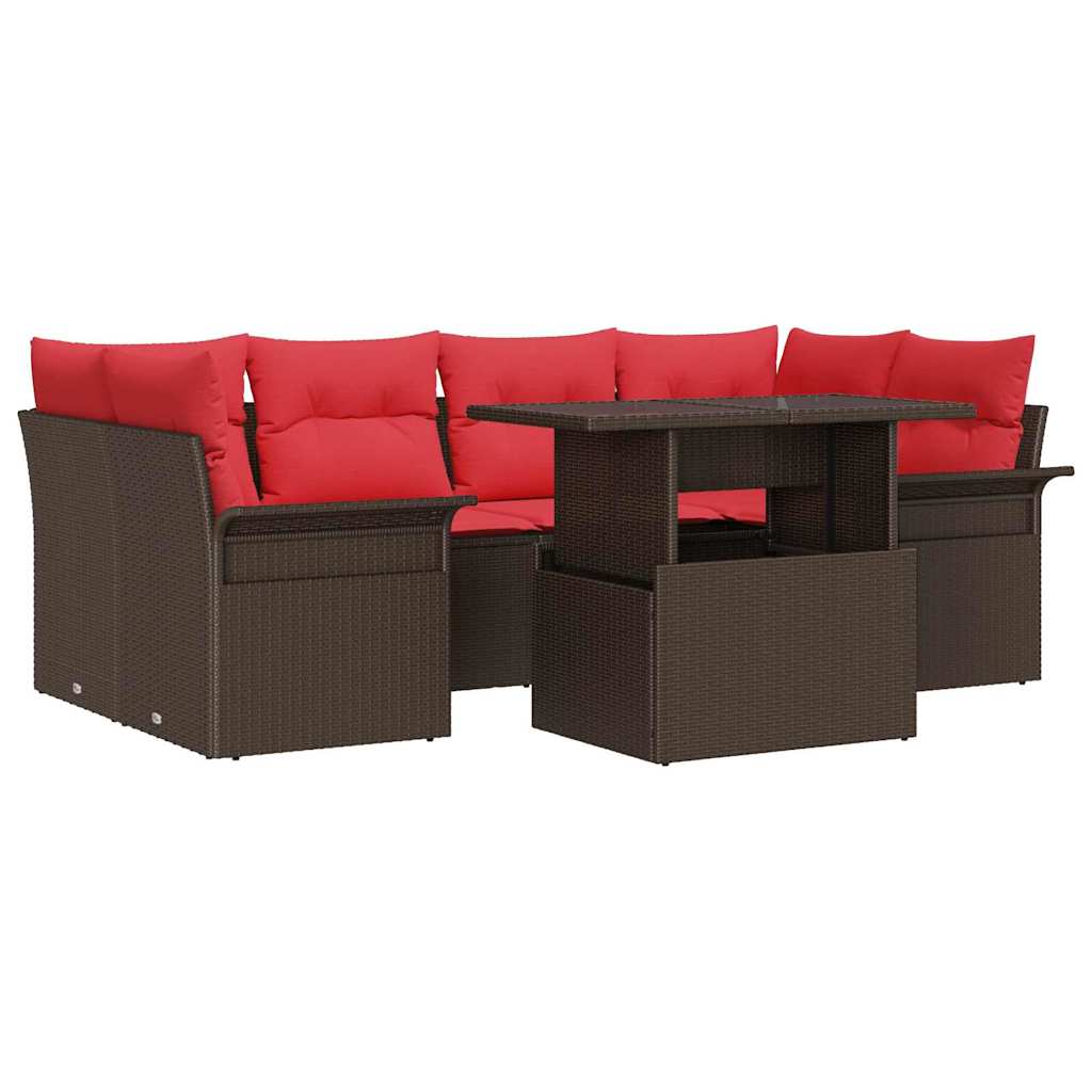 Ensemble de canapé de jardin 7 pcs Marron Poly Rattan - XIOS