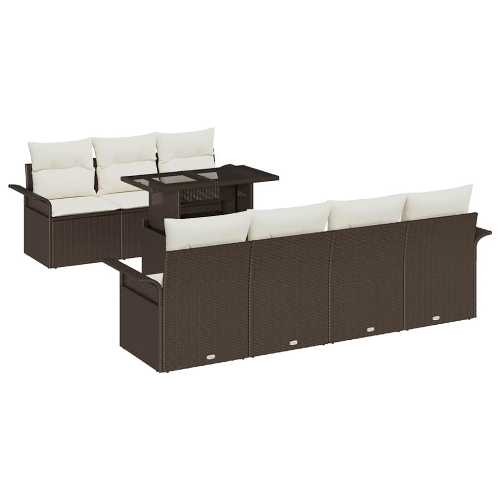 Ensemble de canapé de jardin 8 pcs Marron Poly rotin - XIOS