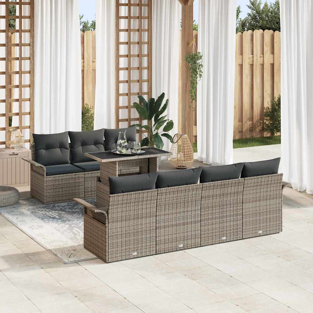 Ensemble de canapé de jardin 8 pcs Gris Poly Rattan - XIOS