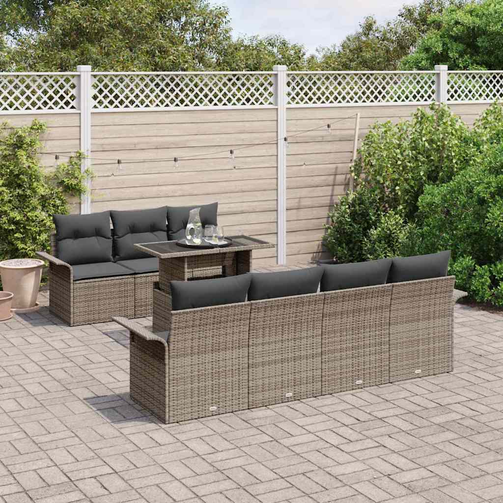 Ensemble de canapé de jardin 8 pcs Gris Poly Rattan - XIOS