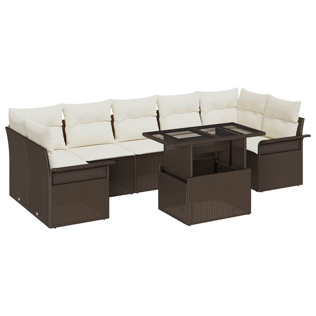 Ensemble de canapé de jardin 8 pcs Marron Poly rotin - XIOS