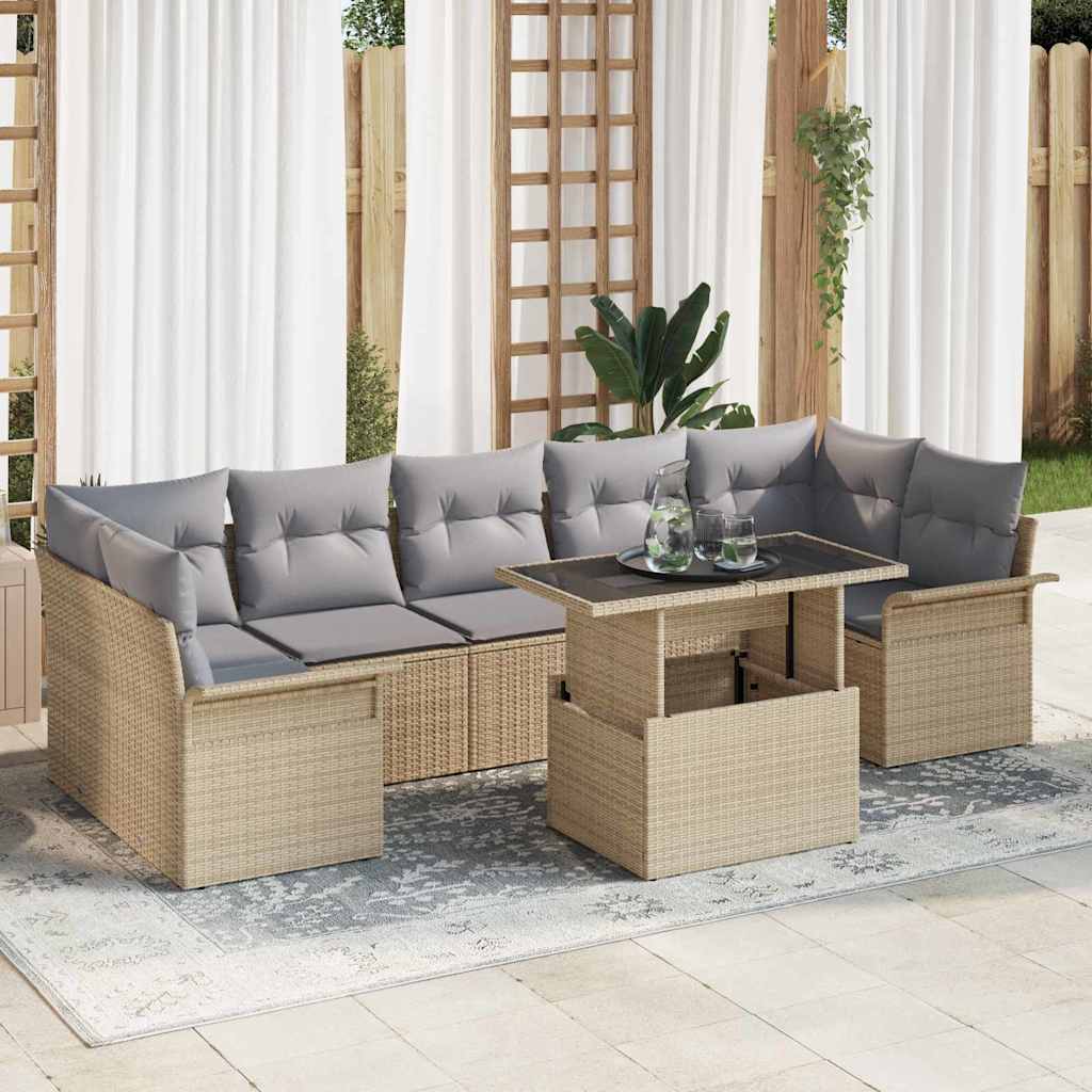 Ensemble de canapé de jardin 8 pcs Beige Poly rotin - XIOS
