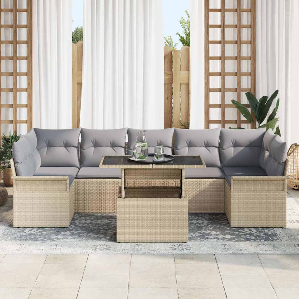 Ensemble de canapé de jardin 8 pcs Beige Poly rotin - XIOS