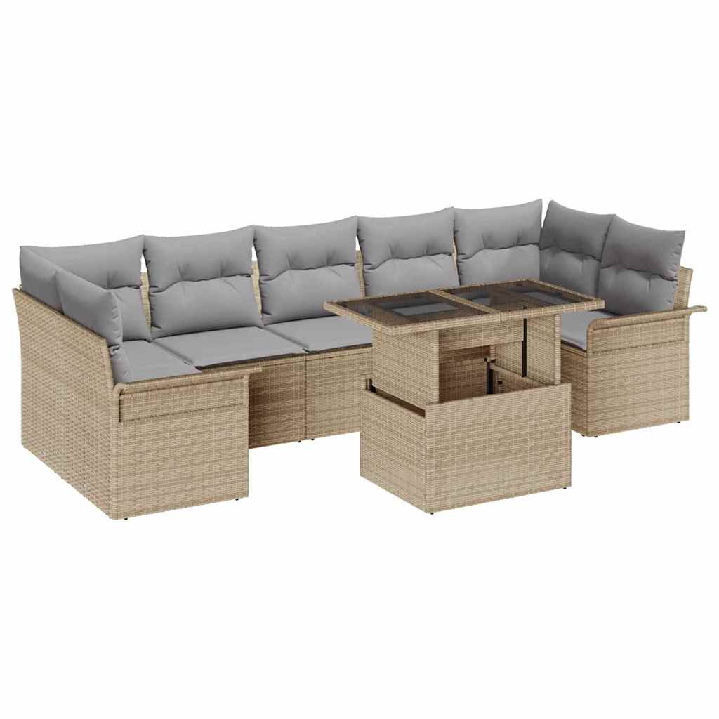 Ensemble de canapé de jardin 8 pcs Beige Poly rotin - XIOS