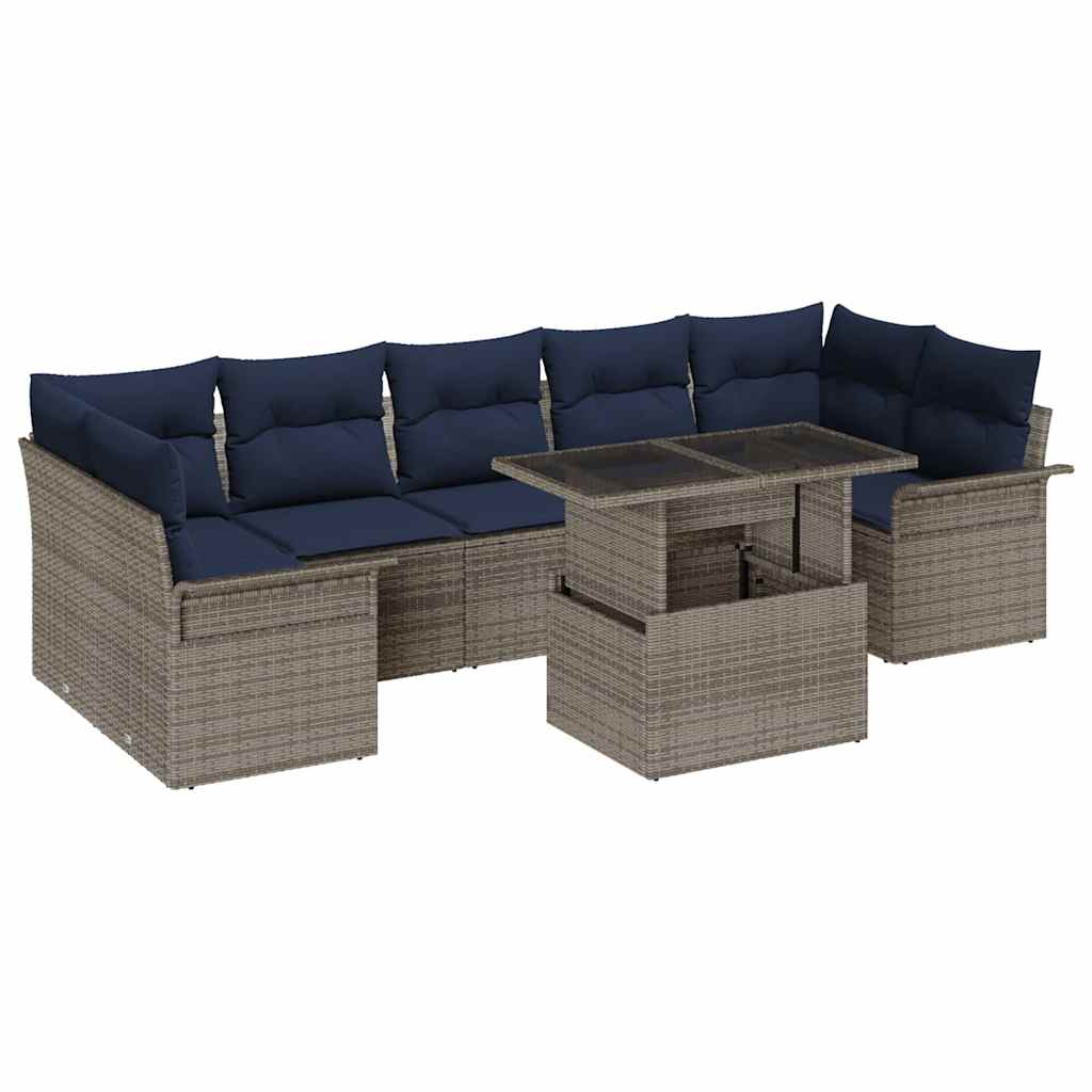 Ensemble de canapé de jardin 8 pcs Gris Poly Rattan - XIOS