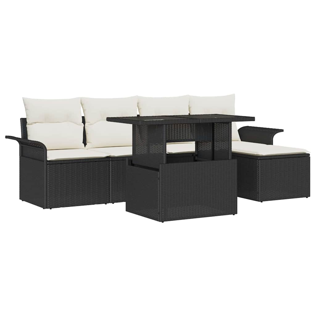 Ensemble de canapé de jardin 6 pc Noir