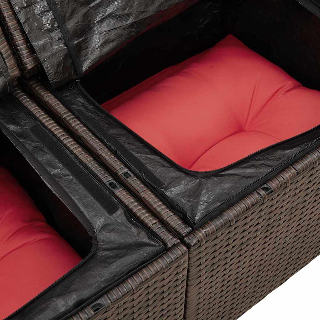 Ensemble de canapé de jardin 5 pcs Marron Poly Rattan - XIOS