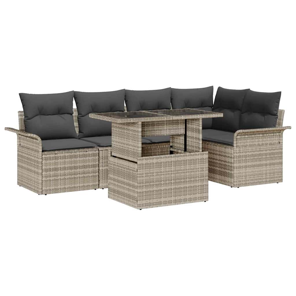 Ensemble de canapé de jardin 6 pcs Gris clair Poly rotin