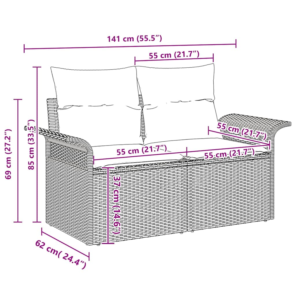 Ensemble de canapé de jardin avec coussin 9 pcs Gris - XIOS