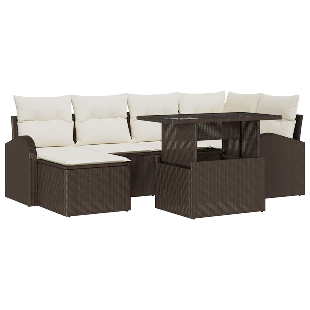 Ensemble de canapé de jardin 7 pcs Marron Poly rotin - XIOS