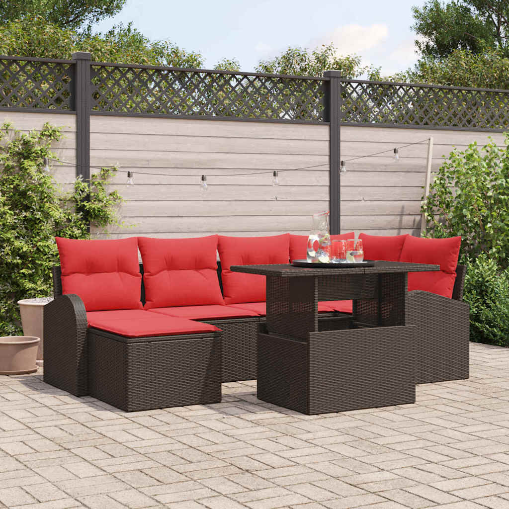 Ensemble de canapé de jardin 7 pcs Marron Poly rotin - XIOS