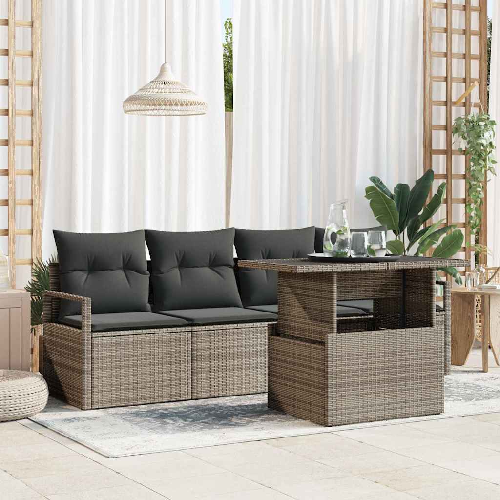 Ensemble de canapé de jardin 5 pcs Gris Poly rotin - XIOS