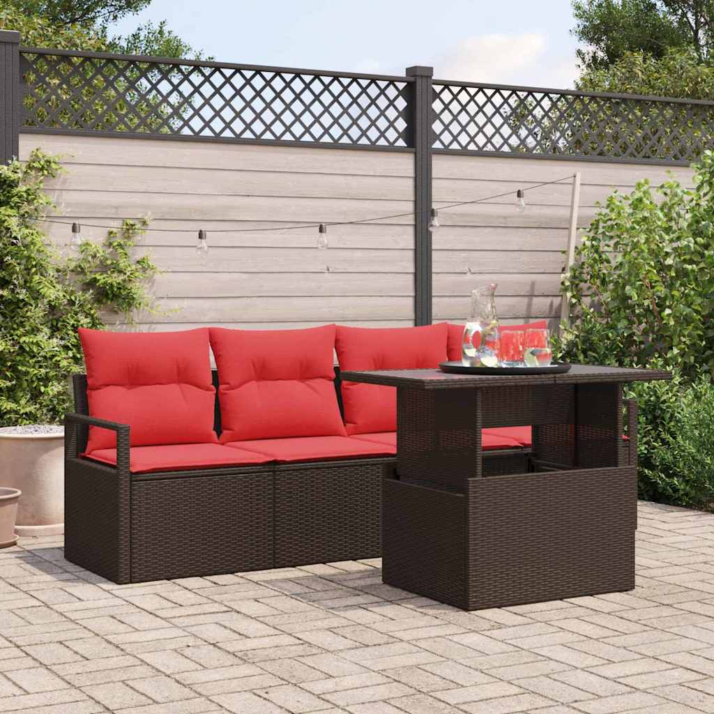 Ensemble de canapé de jardin 5 pc Marron Poly rotin