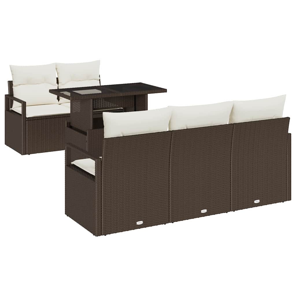 Ensemble de canapé de jardin 6 pcs Marron Poly rotin - XIOS