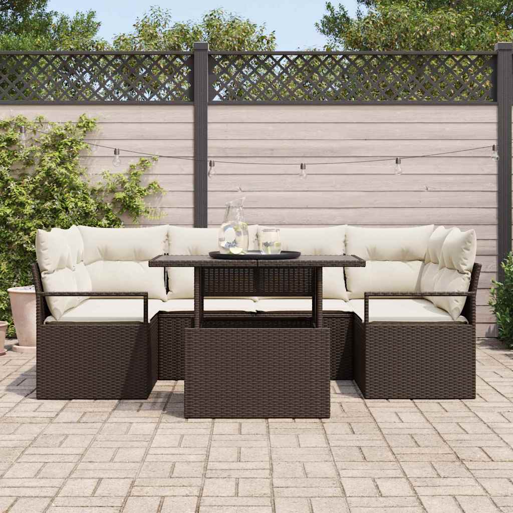 Ensemble de canapé de jardin 7 pcs Marron Poly rotin - XIOS