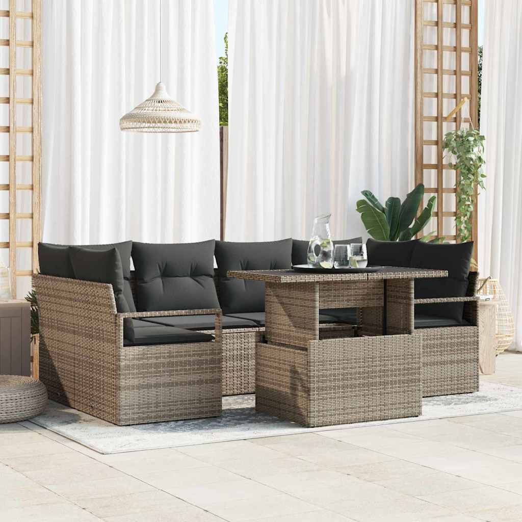 Ensemble de canapé de jardin 7 pcs Gris Poly rotin - XIOS
