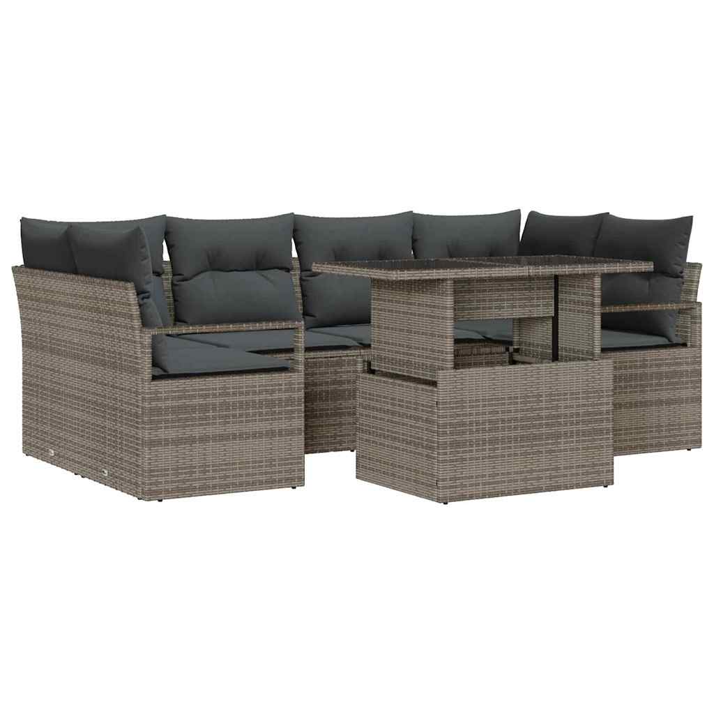 Ensemble de canapé de jardin 7 pcs Gris Poly rotin - XIOS