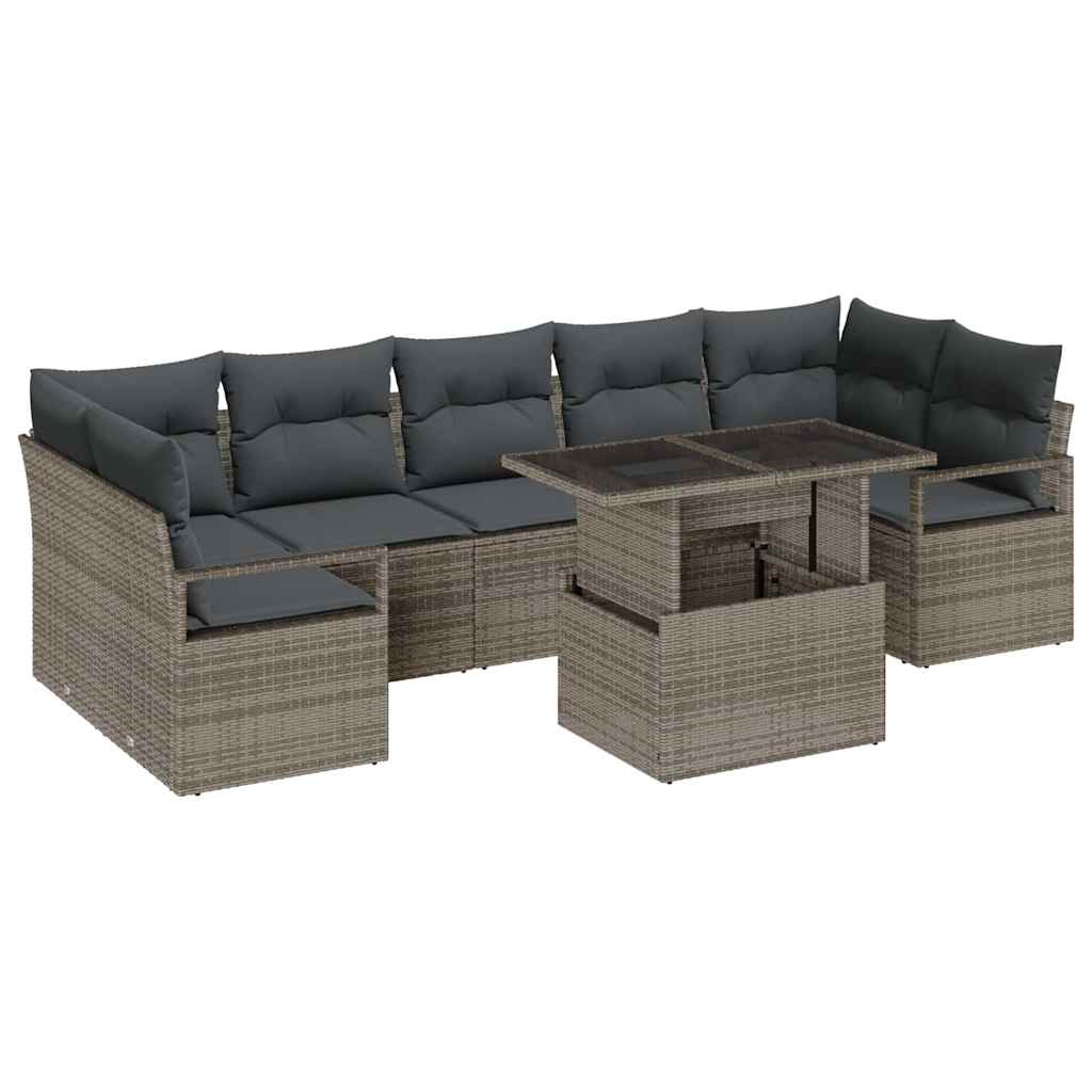 Ensemble de canapé de jardin 8 pcs Gris Poly rotin - XIOS