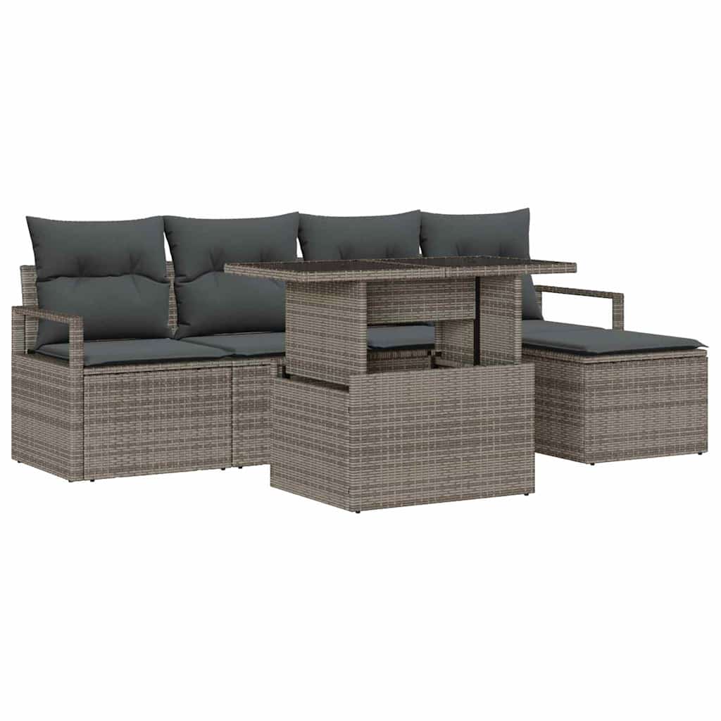 Ensemble de canapé de jardin 6 pcs Gris Poly rotin - XIOS