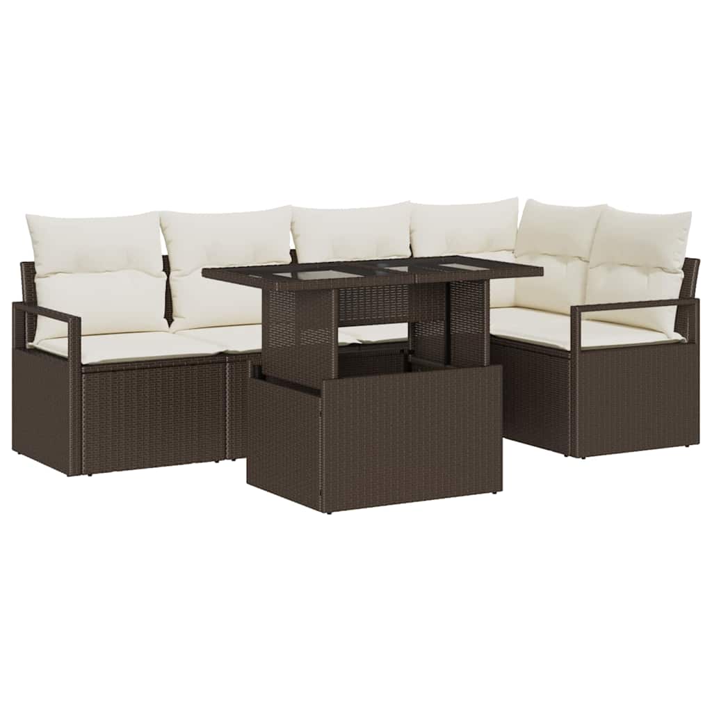 Ensemble de canapé de jardin 6 pcs Marron Poly rotin - XIOS
