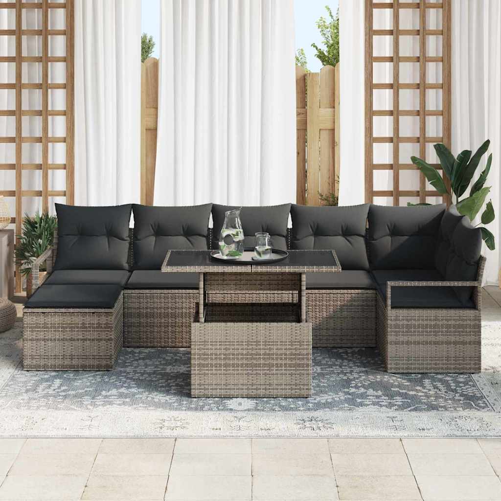 Ensemble de canapé de jardin 8 pcs Gris Poly rotin - XIOS