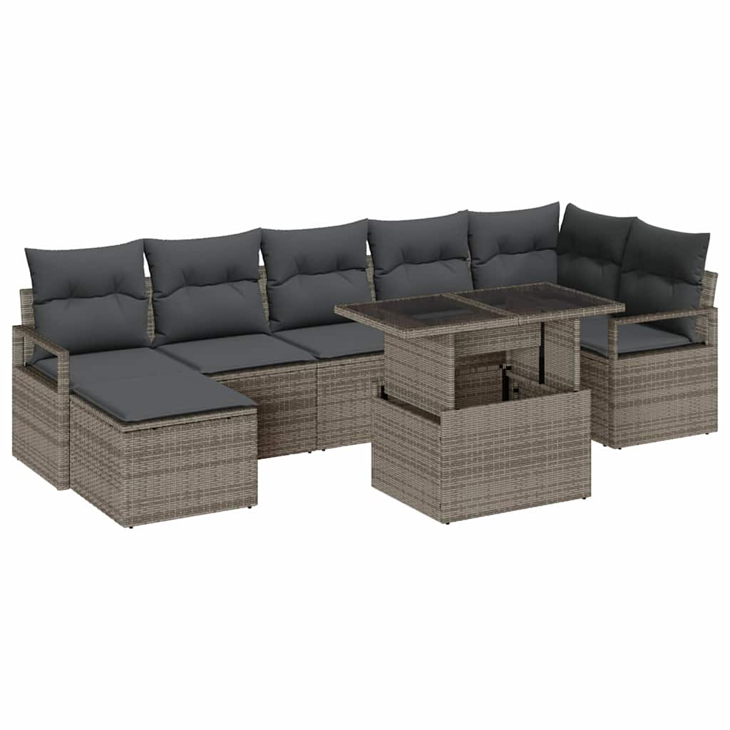 Ensemble de canapé de jardin 8 pcs Gris Poly rotin - XIOS