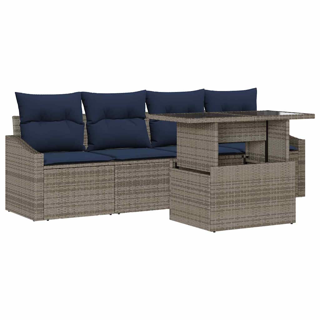 Ensemble de canapé de jardin avec coussin 5 pcs Gris polyrotin - XIOS