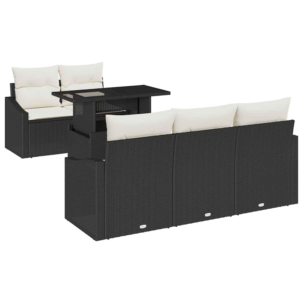 Ensemble de canapé de jardin 6 pcs Noir Poly rotin