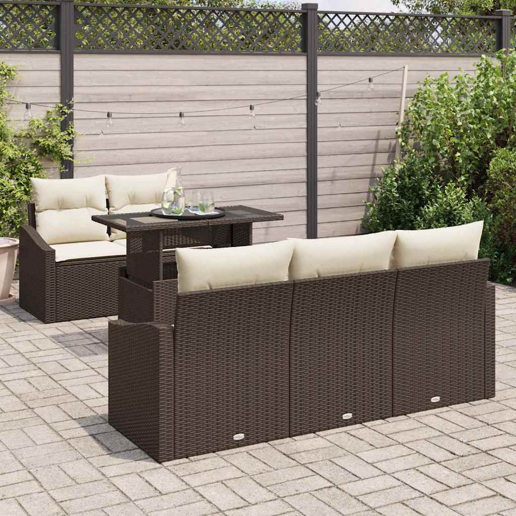 Ensemble de canapé de jardin 6 pcs Marron polyrotin - XIOS