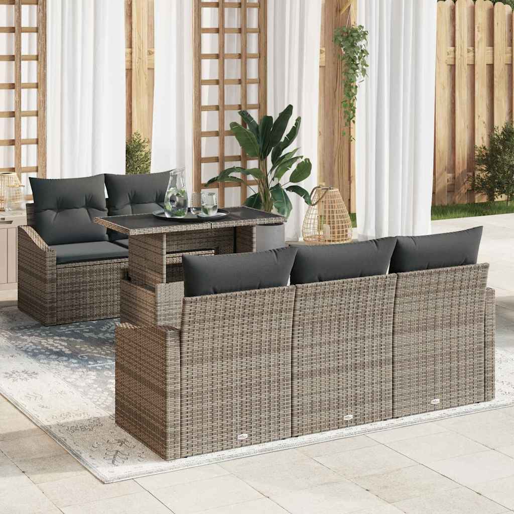 Ensemble de canapé de jardin 6 pcs Gris Poly rotin - XIOS