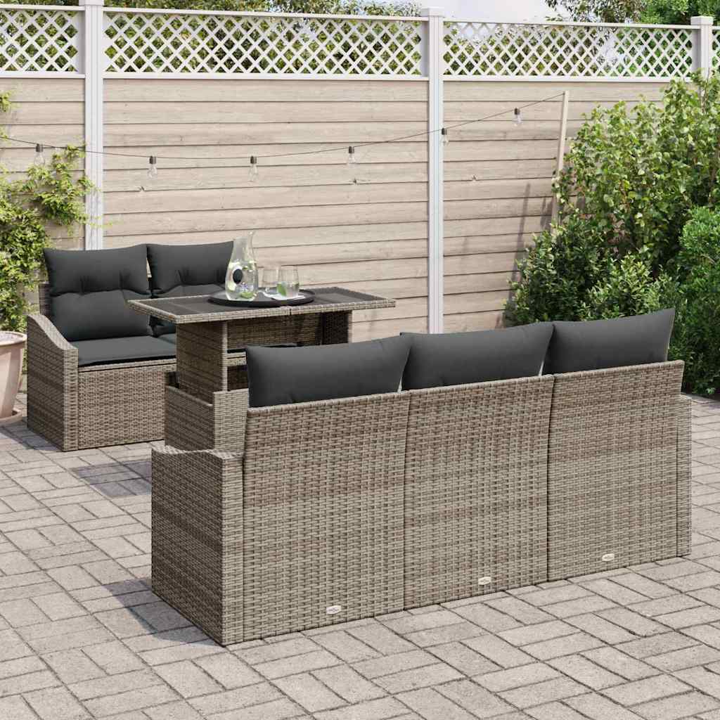 Ensemble de canapé de jardin 6 pcs Gris Poly rotin - XIOS