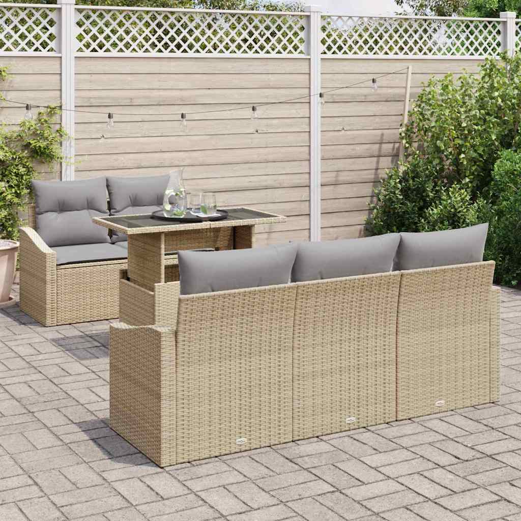 Ensemble de canapé de jardin avec coussin 6 pcs Beige polyrotin - XIOS