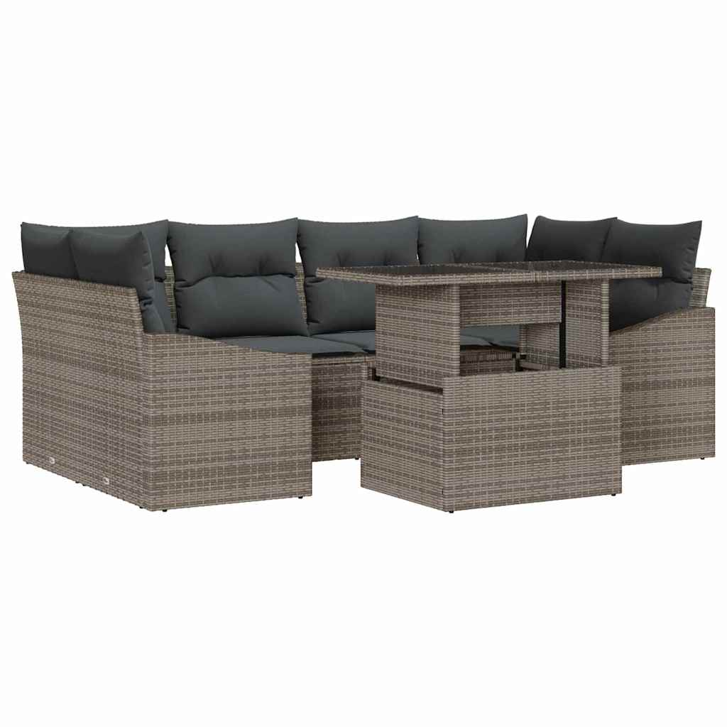 Ensemble de canapé de jardin 7 pcs Gris Poly rotin - XIOS