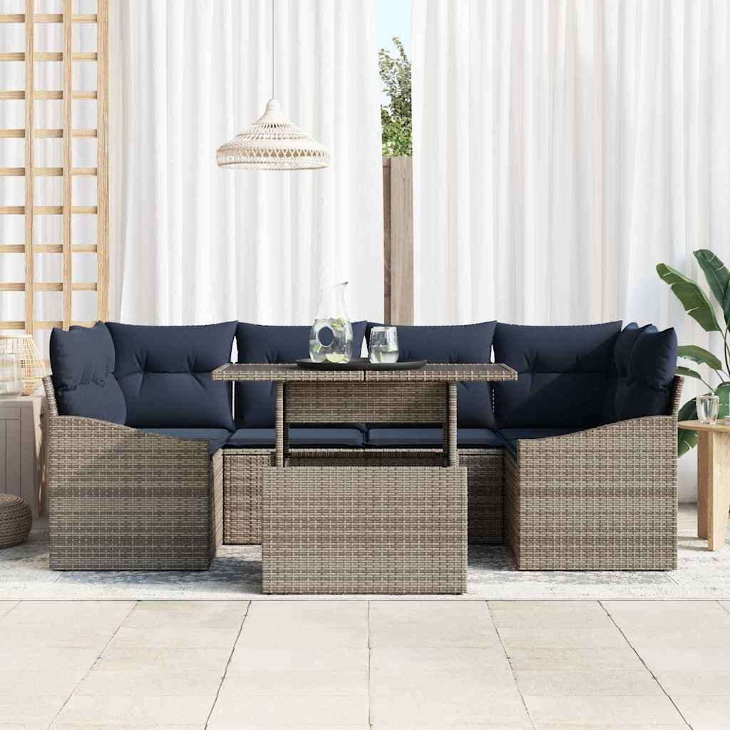 Ensemble de canapé de jardin 7 pcs Gris Poly rotin - XIOS