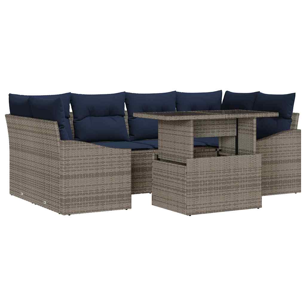 Ensemble de canapé de jardin 7 pcs Gris Poly rotin - XIOS