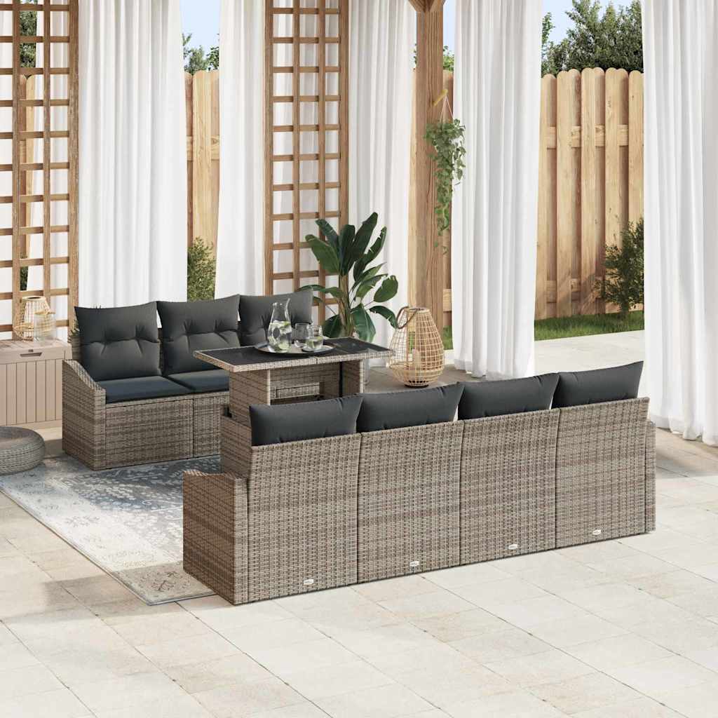 Ensemble de canapé de jardin 8 pcs Gris Poly rotin - XIOS