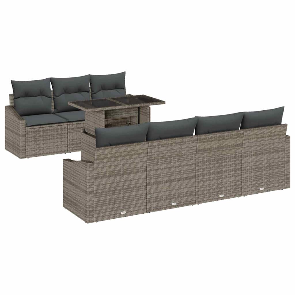 Ensemble de canapé de jardin 8 pcs Gris Poly rotin - XIOS