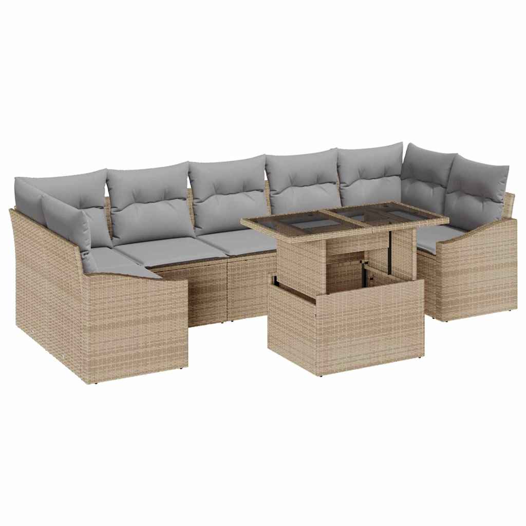 Ensemble de canapé de jardin 8 pcs Beige Poly rotin - XIOS