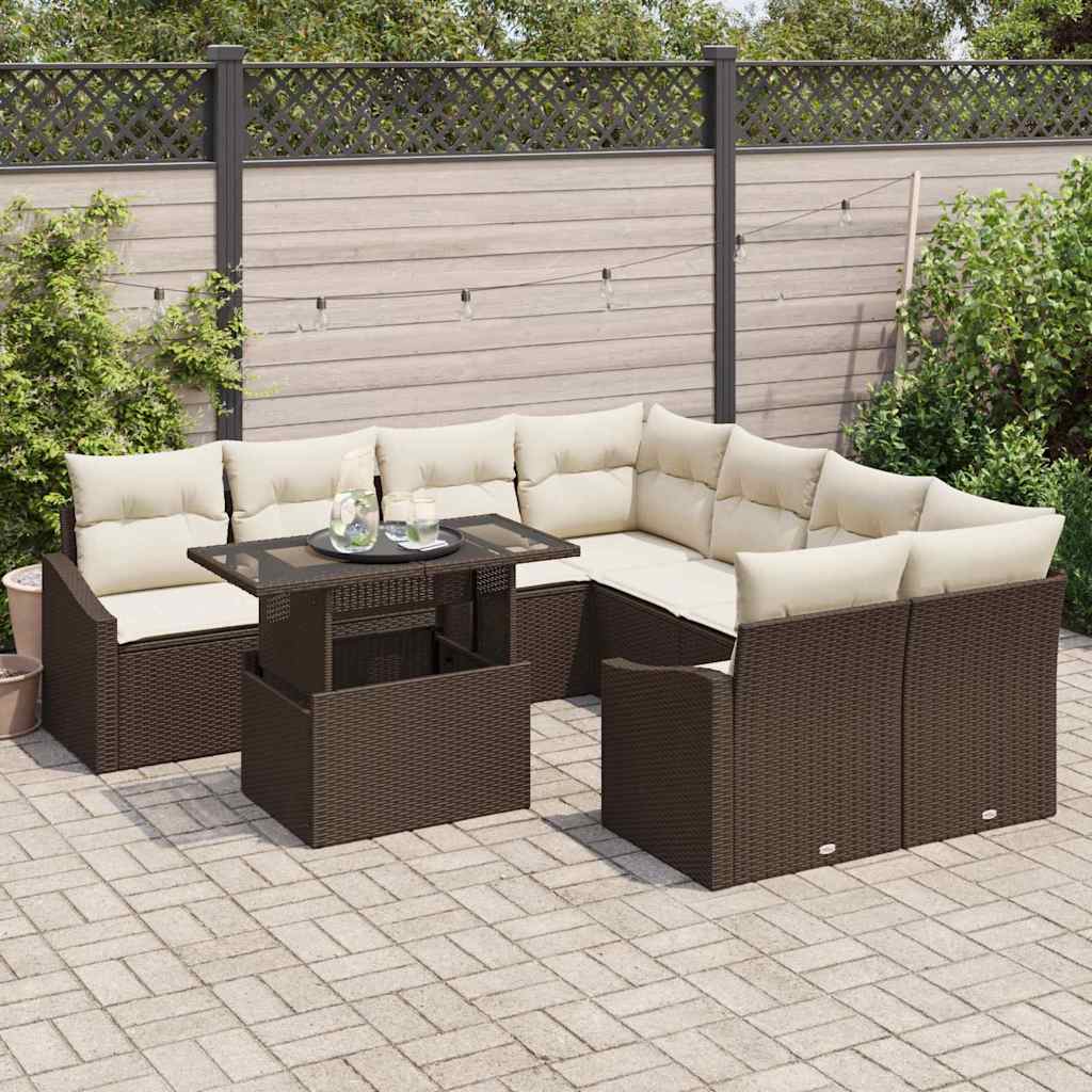 Ensemble de canapé de jardin 9 pcs Marron polyrotin - XIOS
