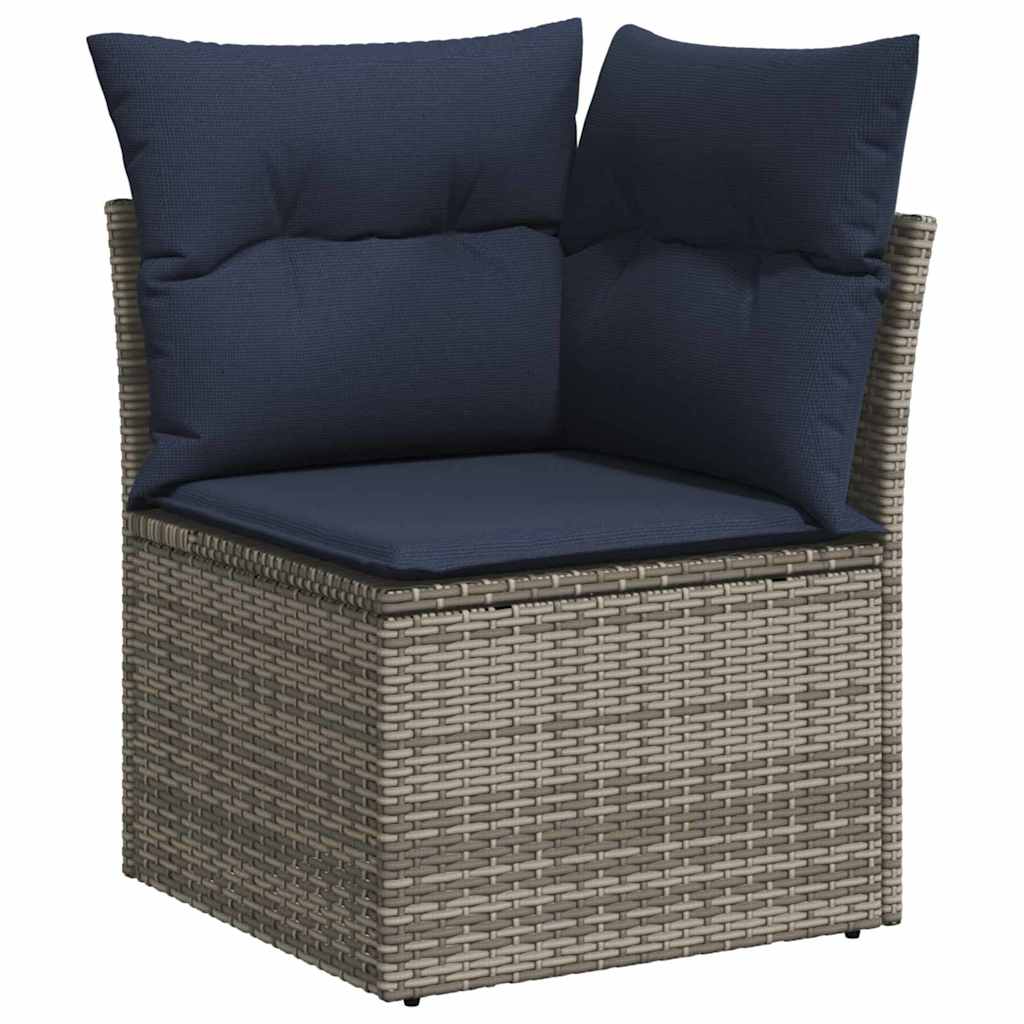 Ensemble de canapé de jardin avec coussin 9 pcs Gris polyrotin - XIOS