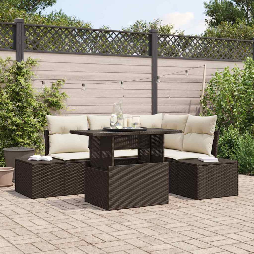Ensemble de canapé de jardin 5 pcs Marron polyrotin - XIOS