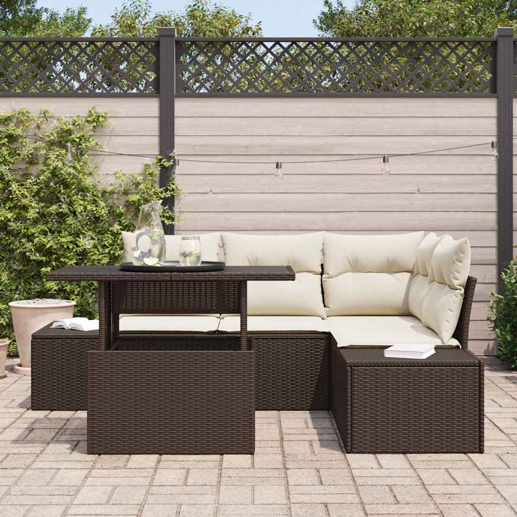 Ensemble de canapé de jardin 5 pcs Marron polyrotin - XIOS