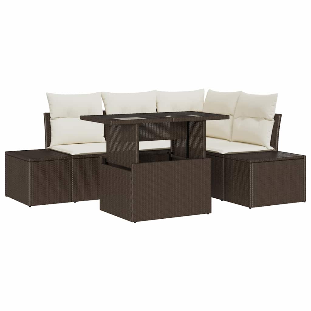 Ensemble de canapé de jardin 5 pcs Marron polyrotin - XIOS